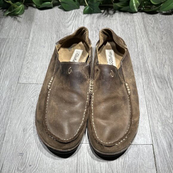 Olukai Moloa Men\'s Leather Slip On Shoes Water Beach Brown Size 9.5 main image 9